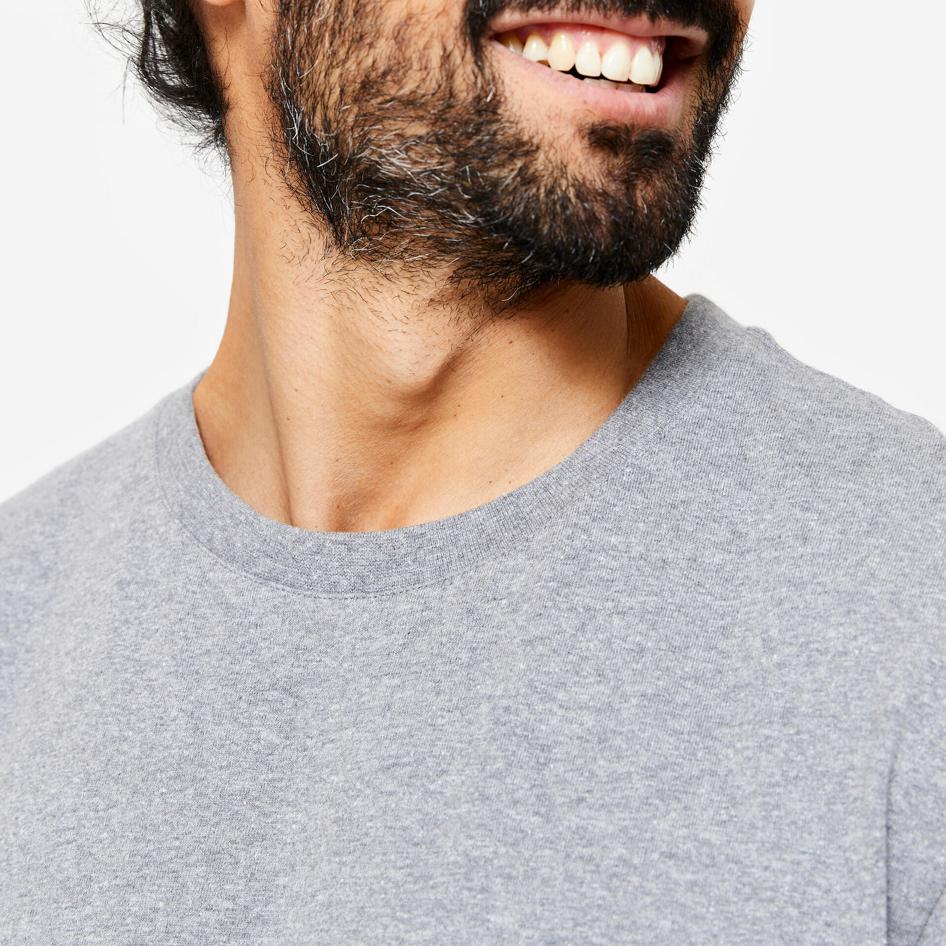 Men's Short-Sleeved Crew-Neck Fitness T-Shirt Light Grey