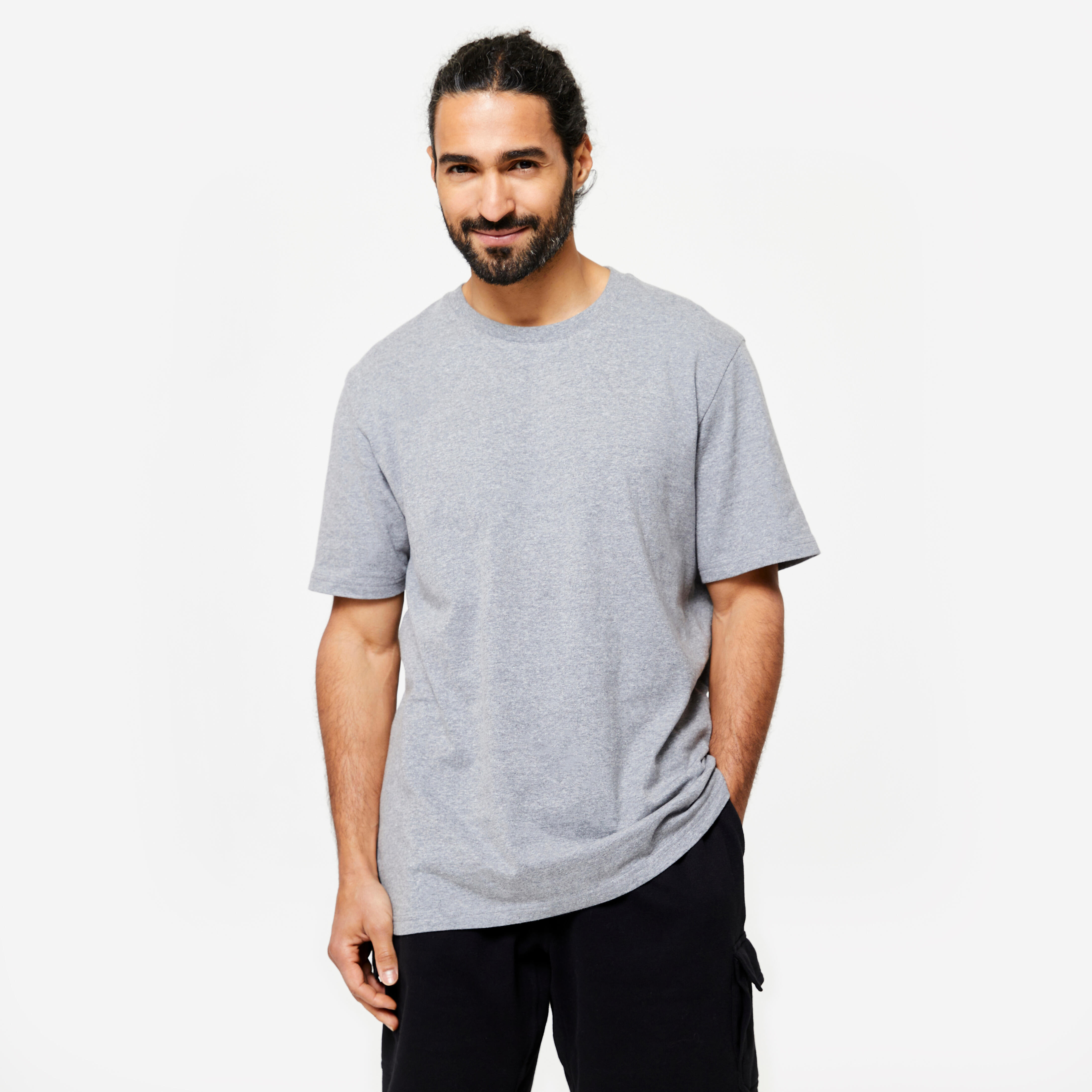 Men's Fitness T-Shirt - 500 Essentials pale grey