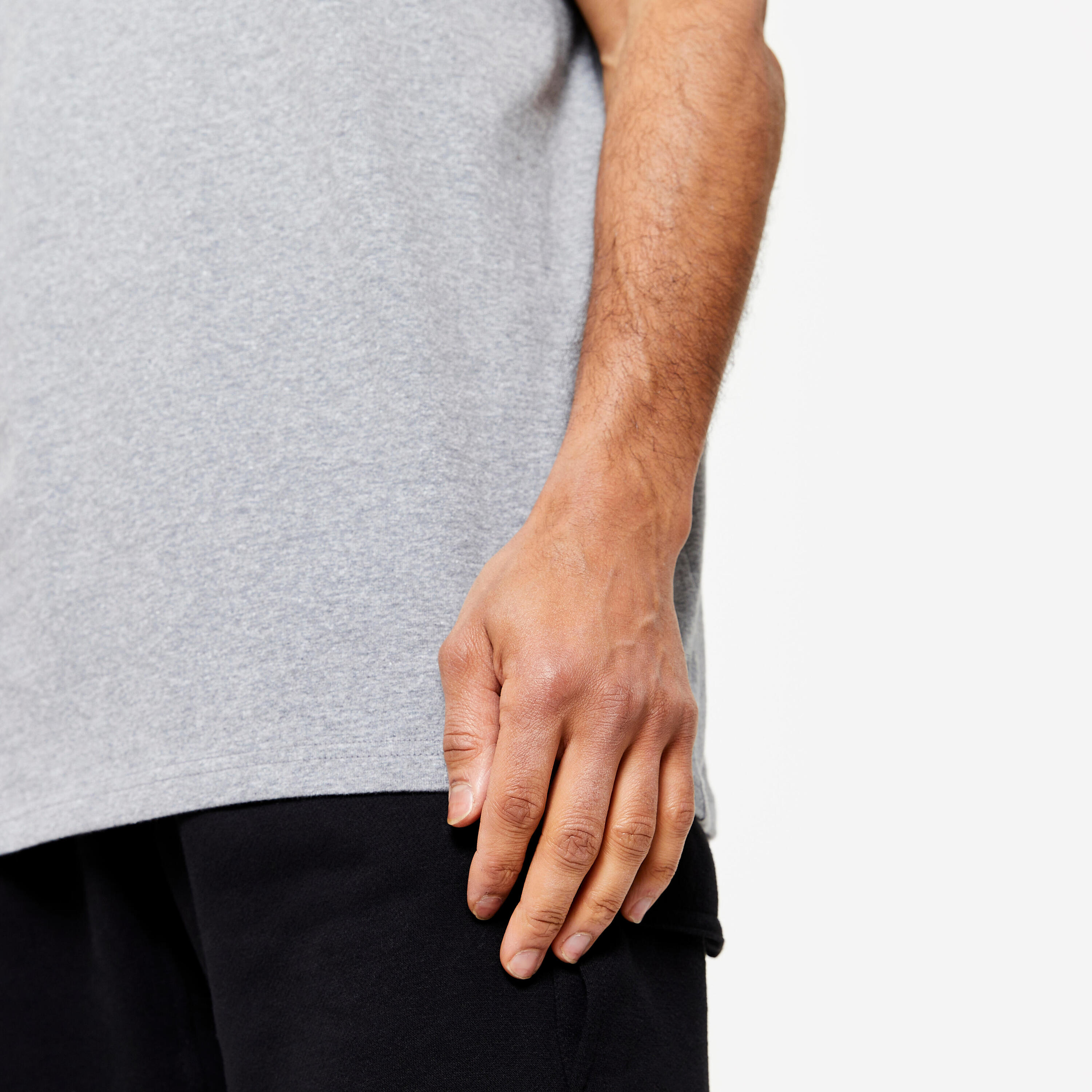 Fitness-T-shirt voor heren 500 Essentials lichtgrijs 6/6