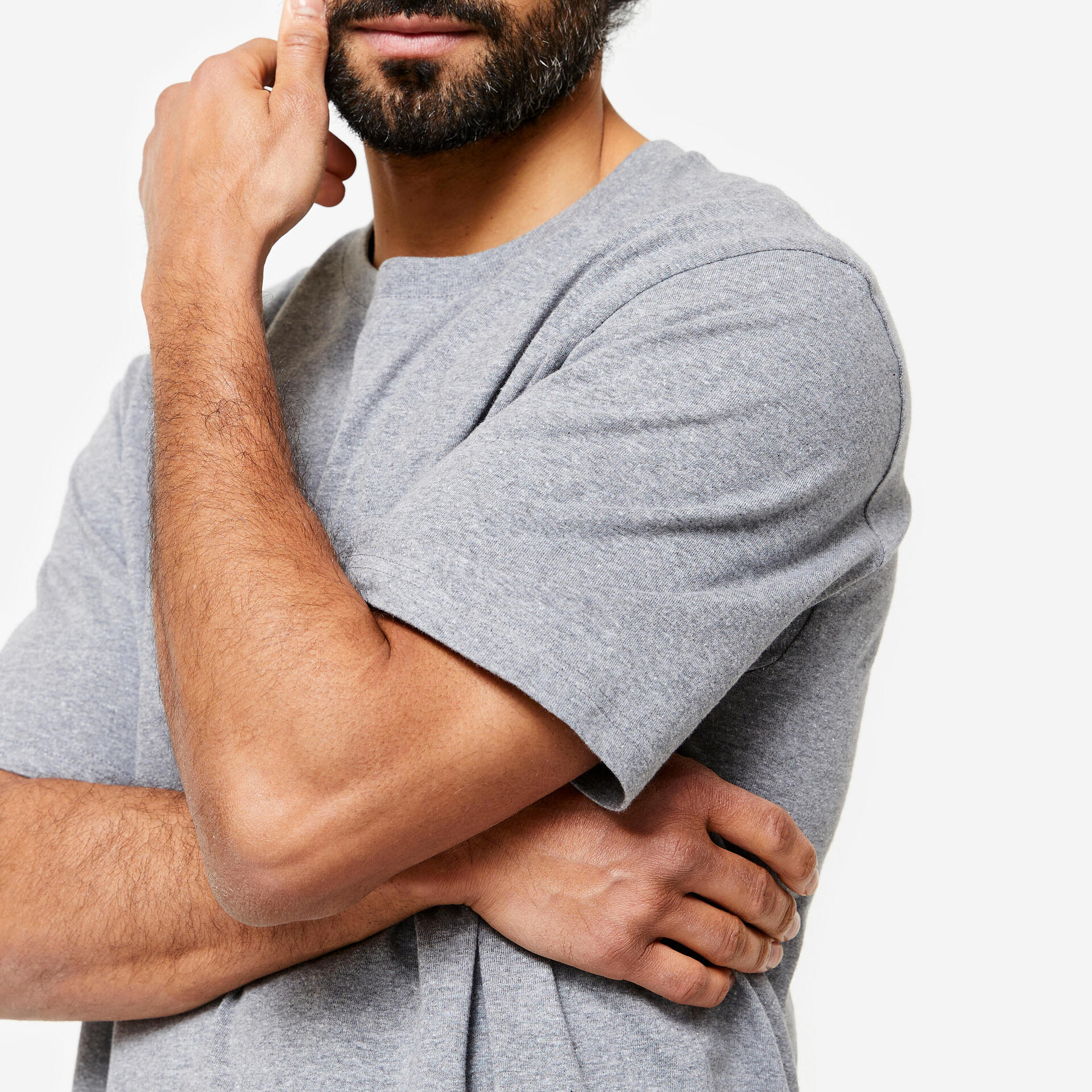 Men's Short-Sleeved Crew-Neck Fitness T-Shirt - Light Grey