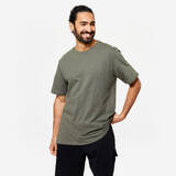 Men's Gym T-Shirt Cotton 500 Essentials-Grey Khaki