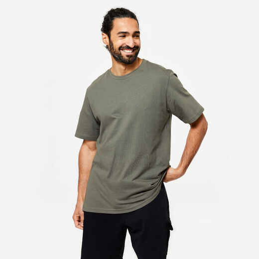 
      Men's Fitness T-Shirt 500 Essentials - Grey Khaki
  