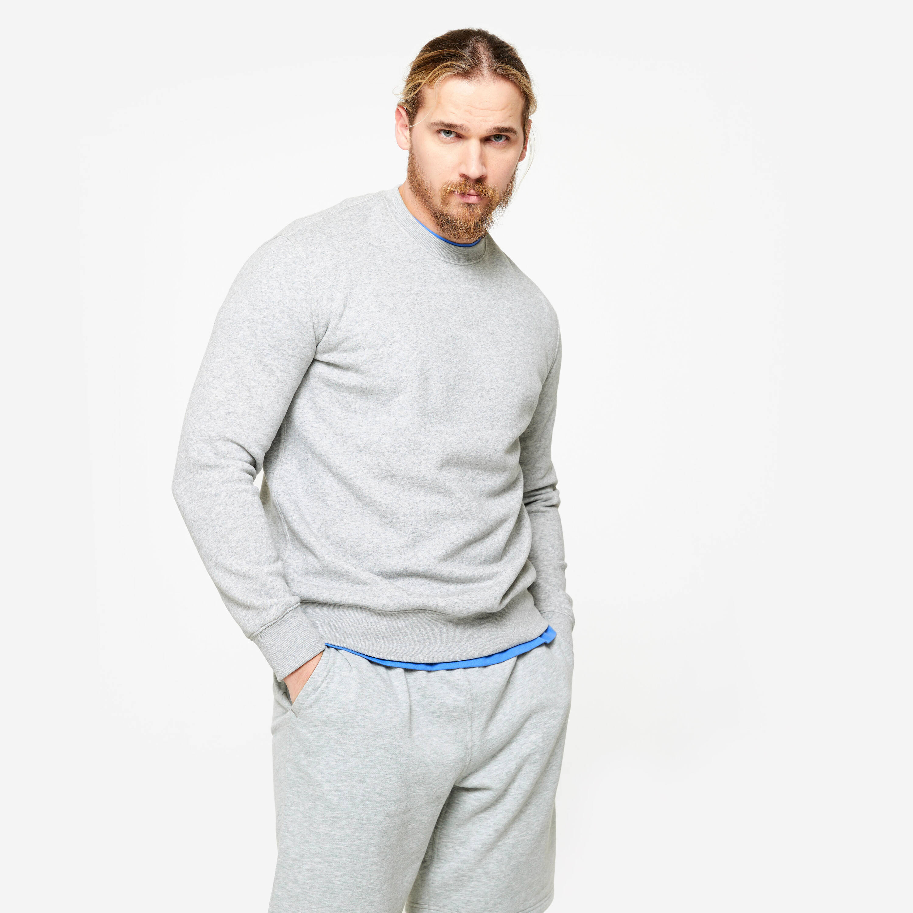 Men's Warm Brushed Fleece Sweatshirt - Grey -  1