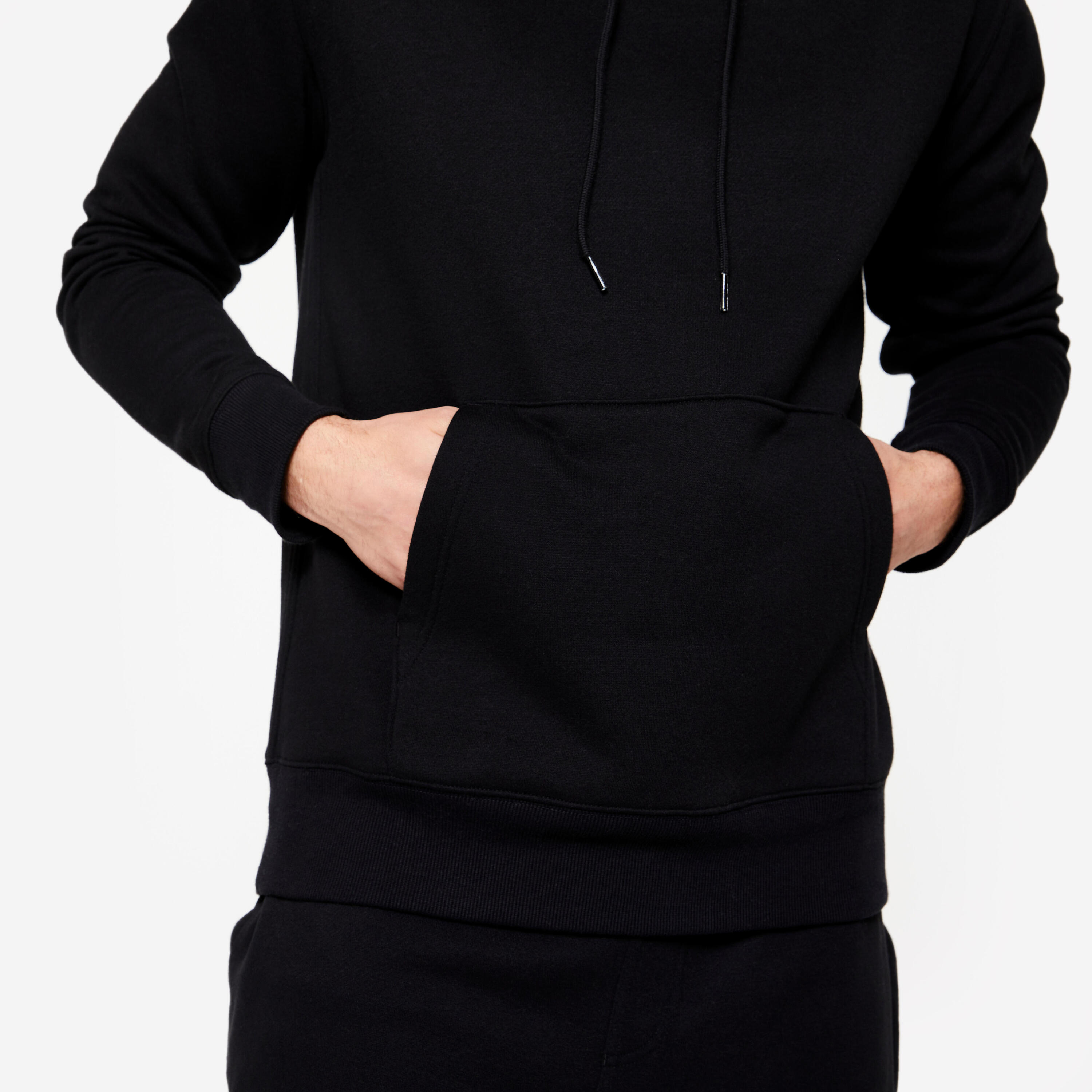 Warm molton capuchonvest voor heren zwart 6/7
