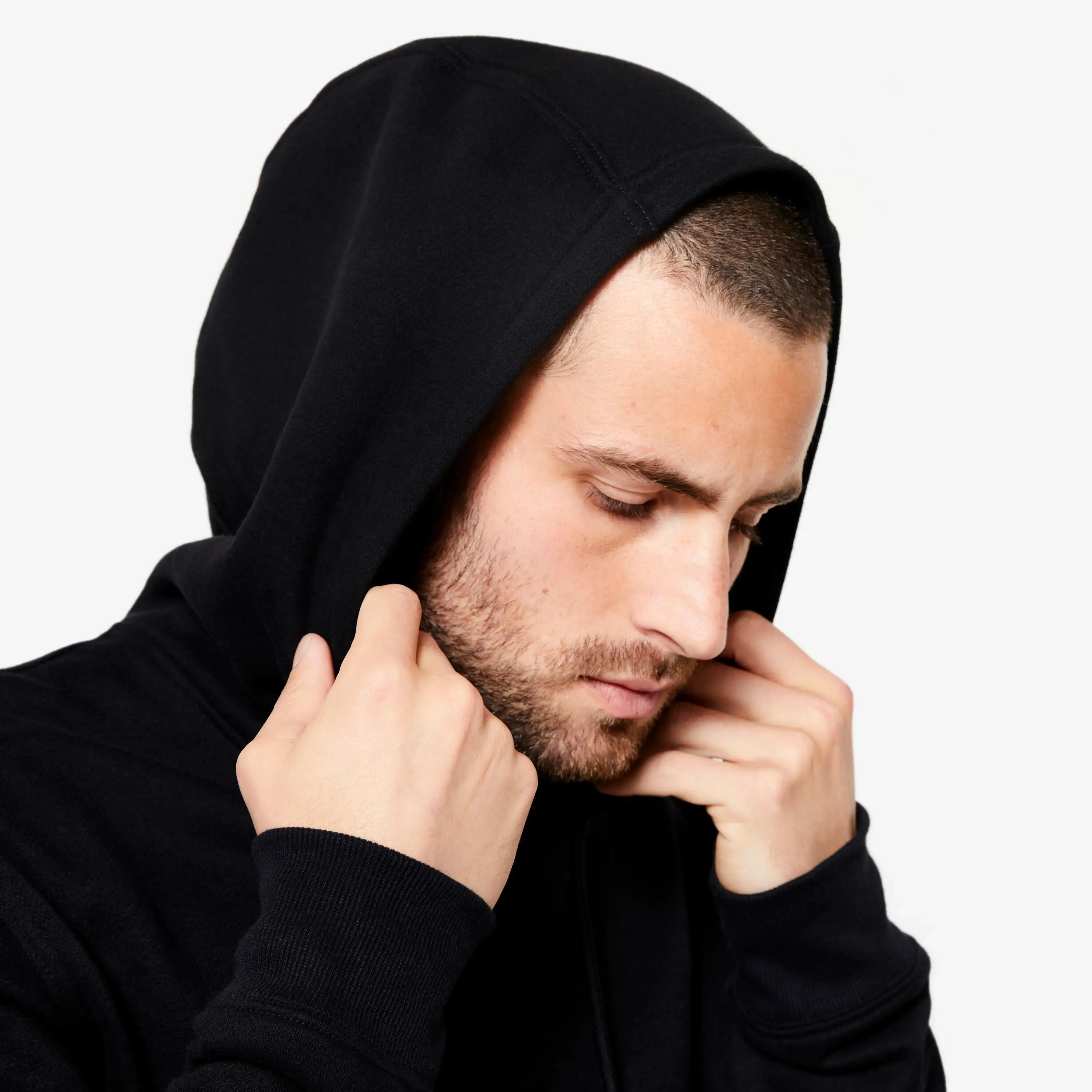 Men's Warm Brushed Fleece Hooded Sweatshirt - Black -  4