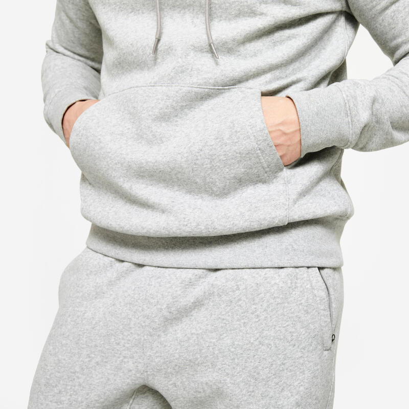 Sweat à capuche chaud en molleton homme - gris