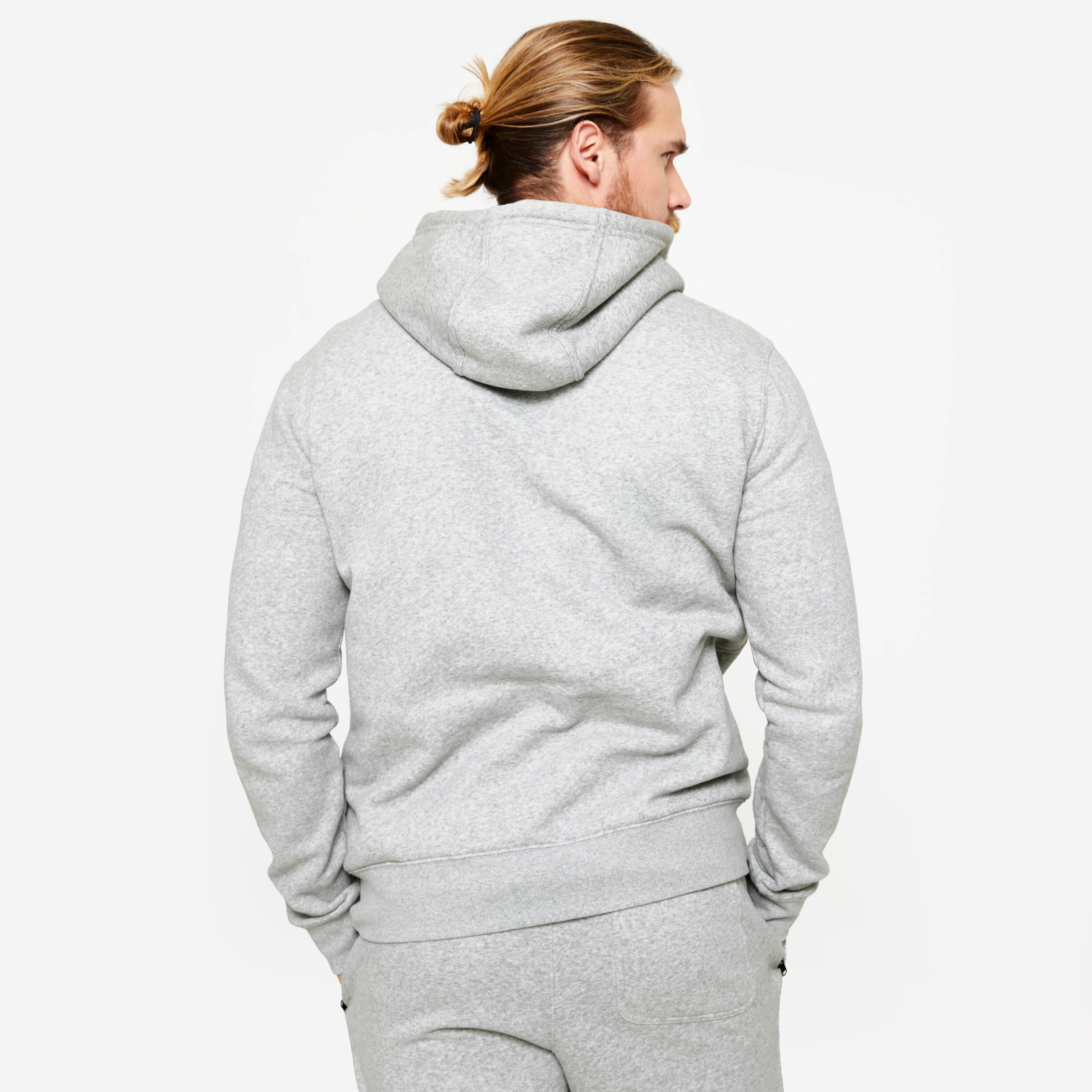 Men's Warm Brushed Fleece Hooded Sweatshirt - Grey -  5