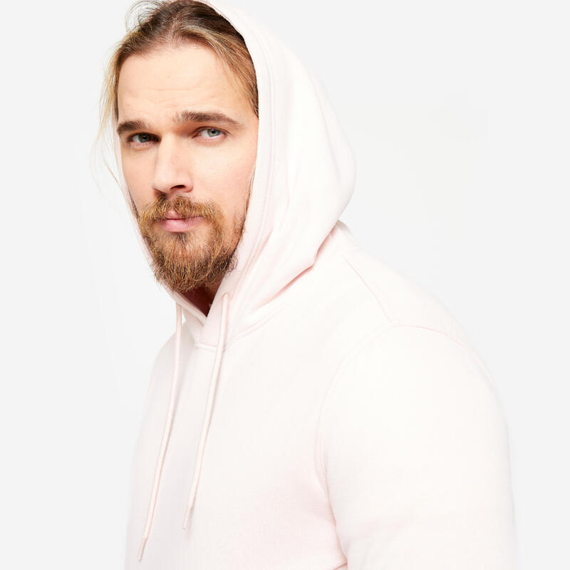 Warme molton hoodie heren roze