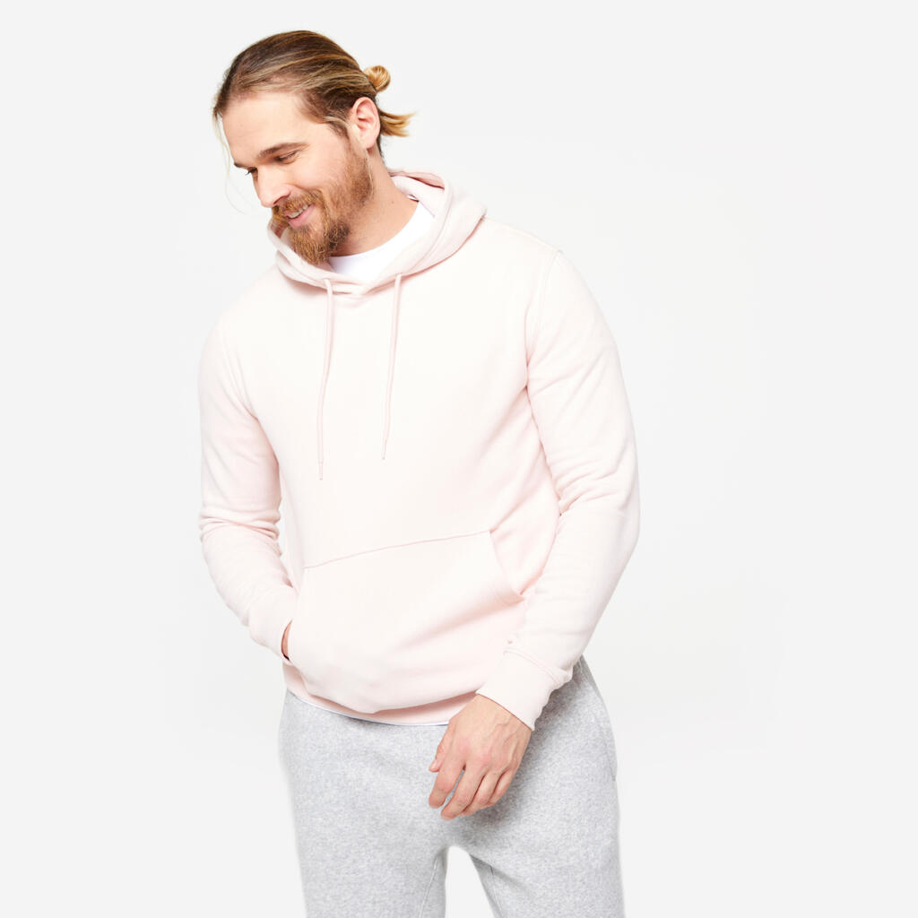 Ανδρικό ζεστό brushed fleece φούτερ με κουκούλα - Ash Pink