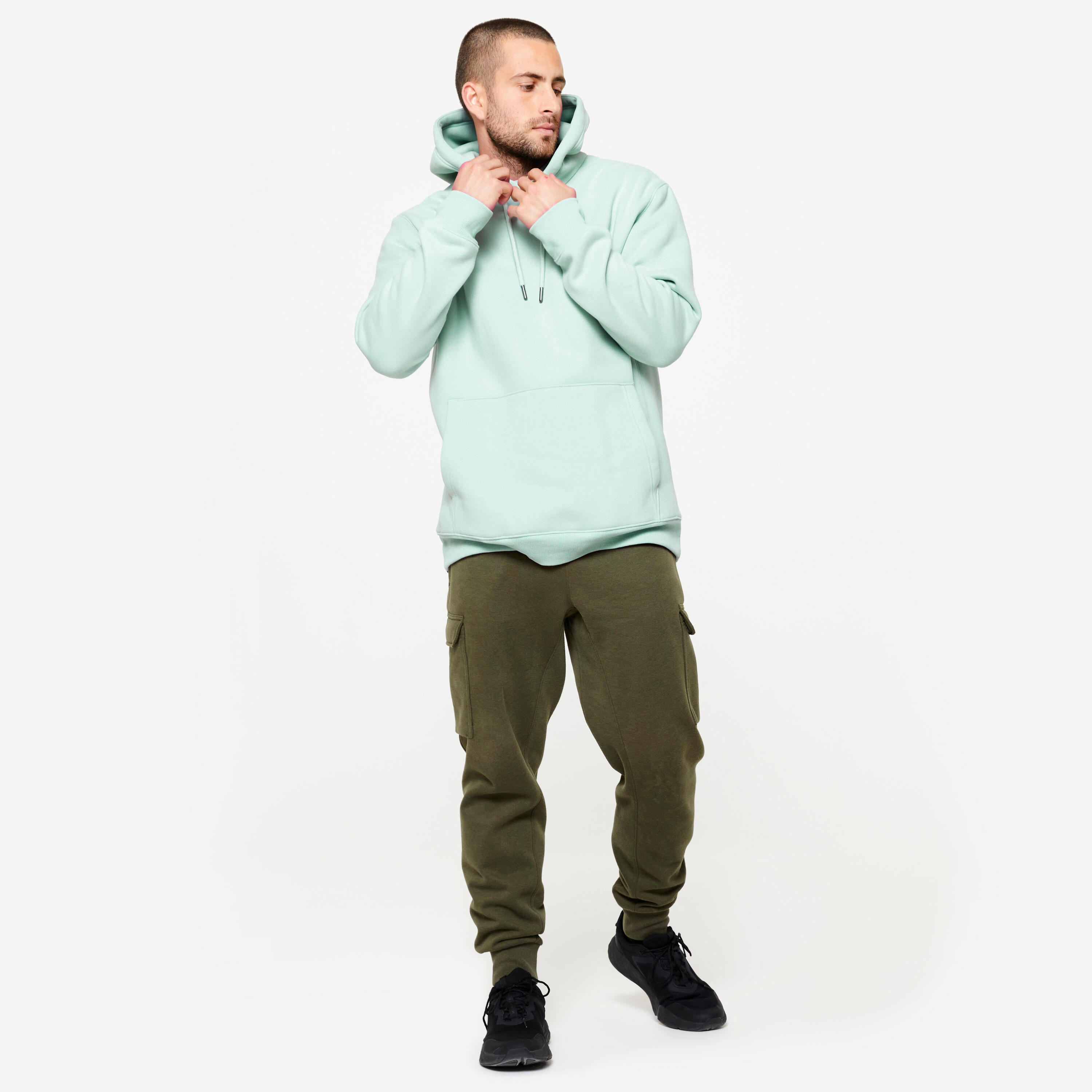Sweat à capuche de fitness homme, vert clair 2/9