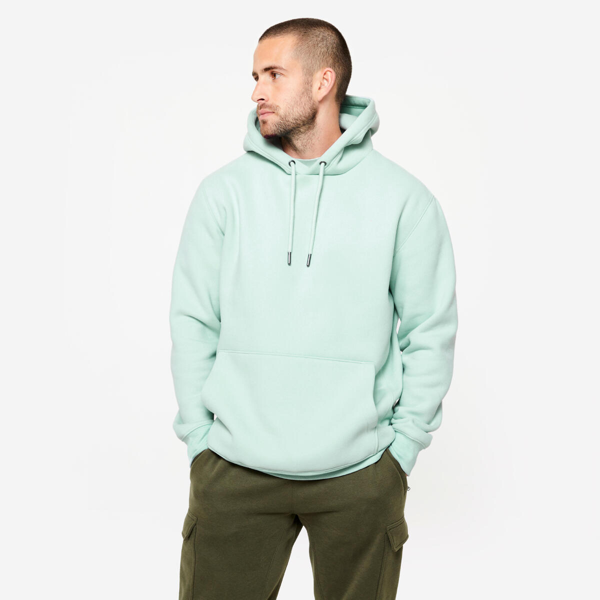 Sweat à capuche de fitness homme, vert clair