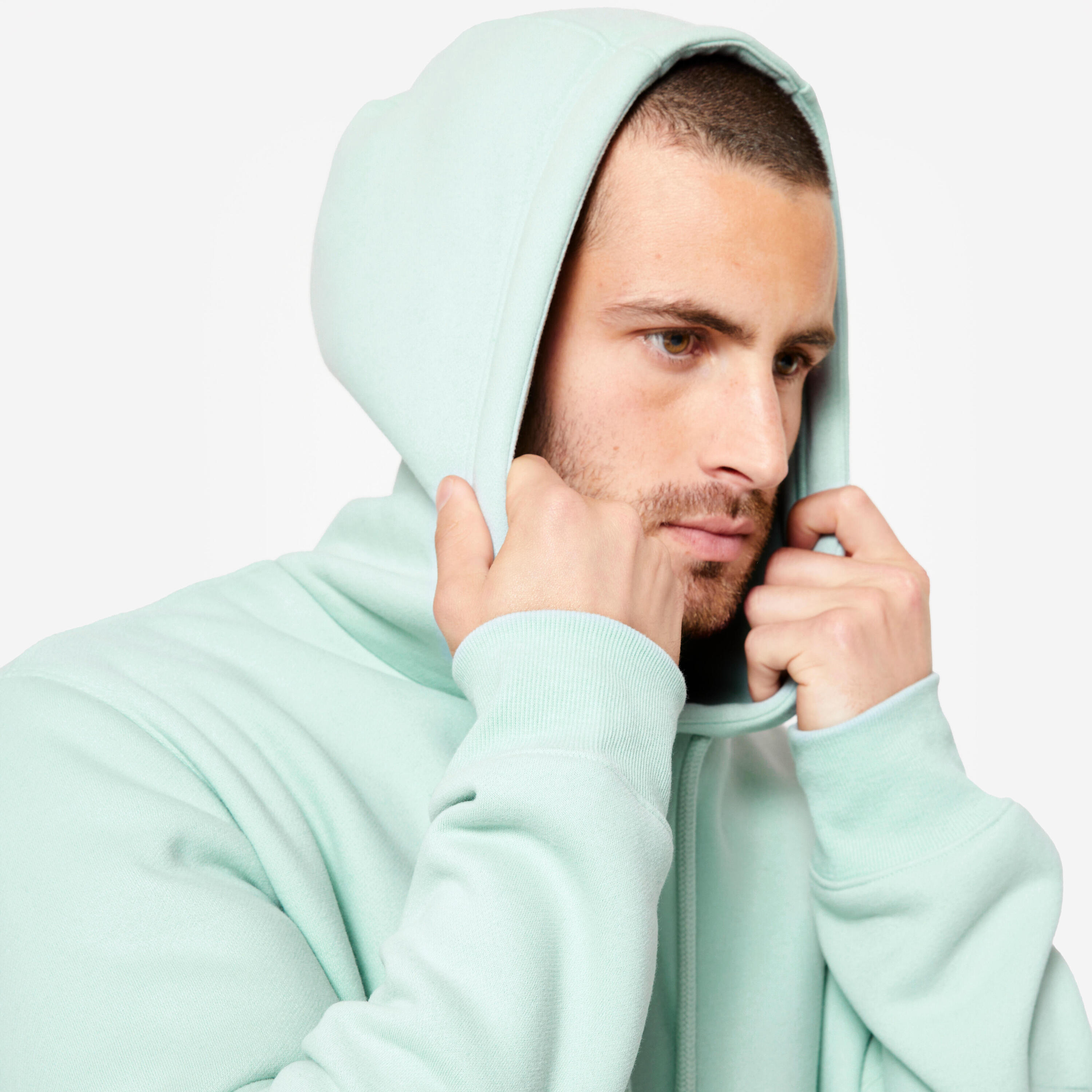 Sweat à capuche de fitness homme, vert clair 5/9