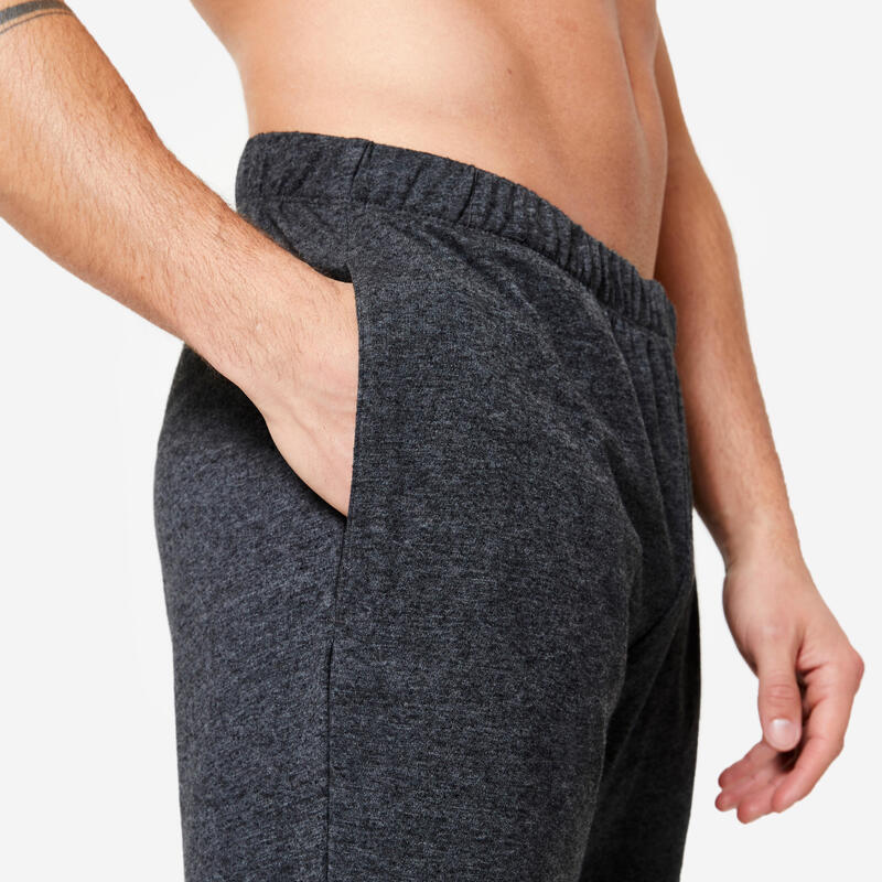 Pantaloni tuta uomo 100 regular fit felpati con tasche grigi
