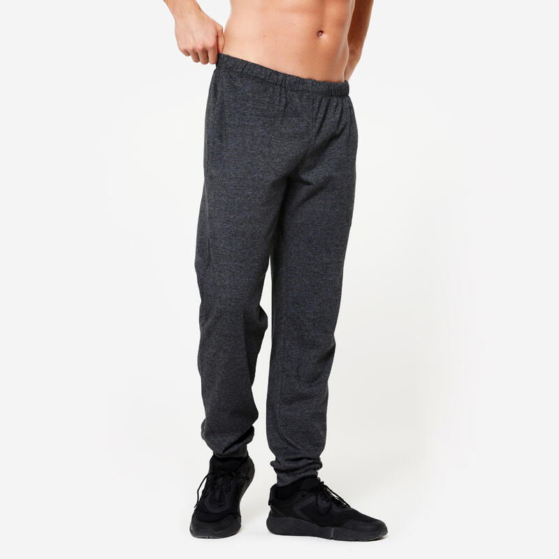 Pantaloni tuta uomo 100 regular fit felpati con tasche grigi