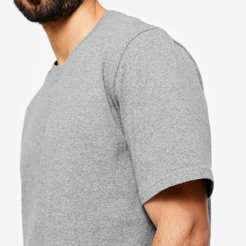 T-shirt fitness homme coton à partir de matière recyclée, gris
