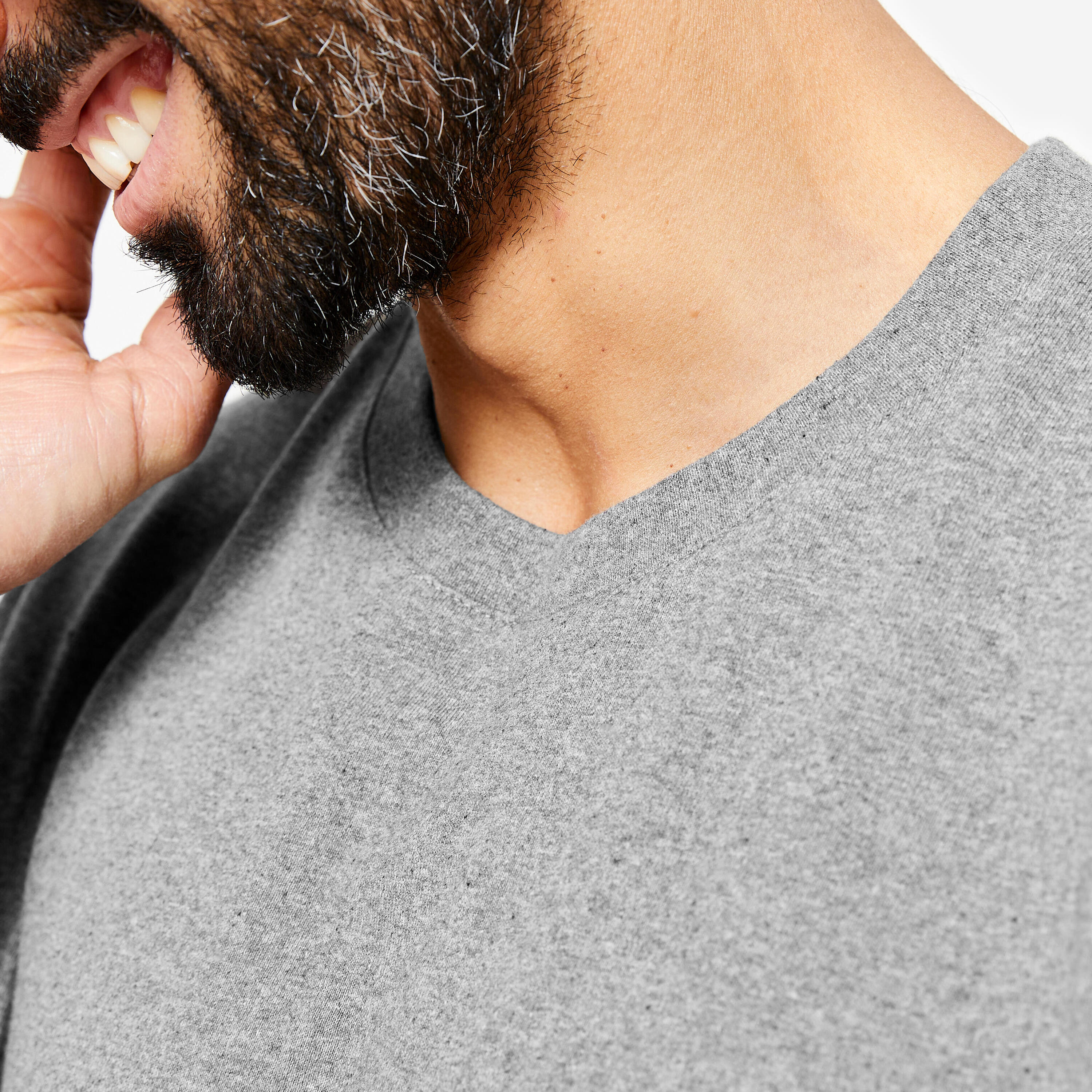 Heren T-shirt met v-hals trendy grijs melange mannen