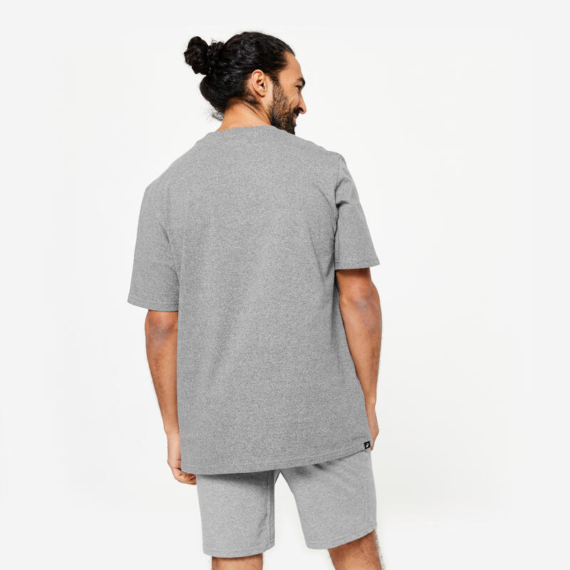 T-shirt fitness homme coton à partir de matière recyclée, gris