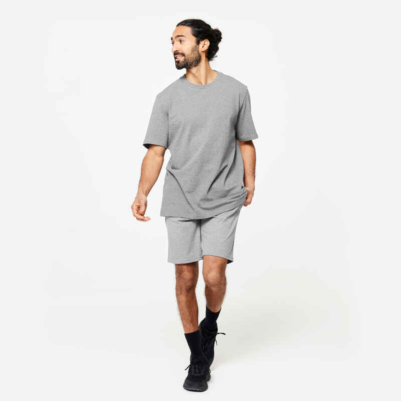 Men's Fitness T-Shirt 500 Essentials Post-Consumer - Grey