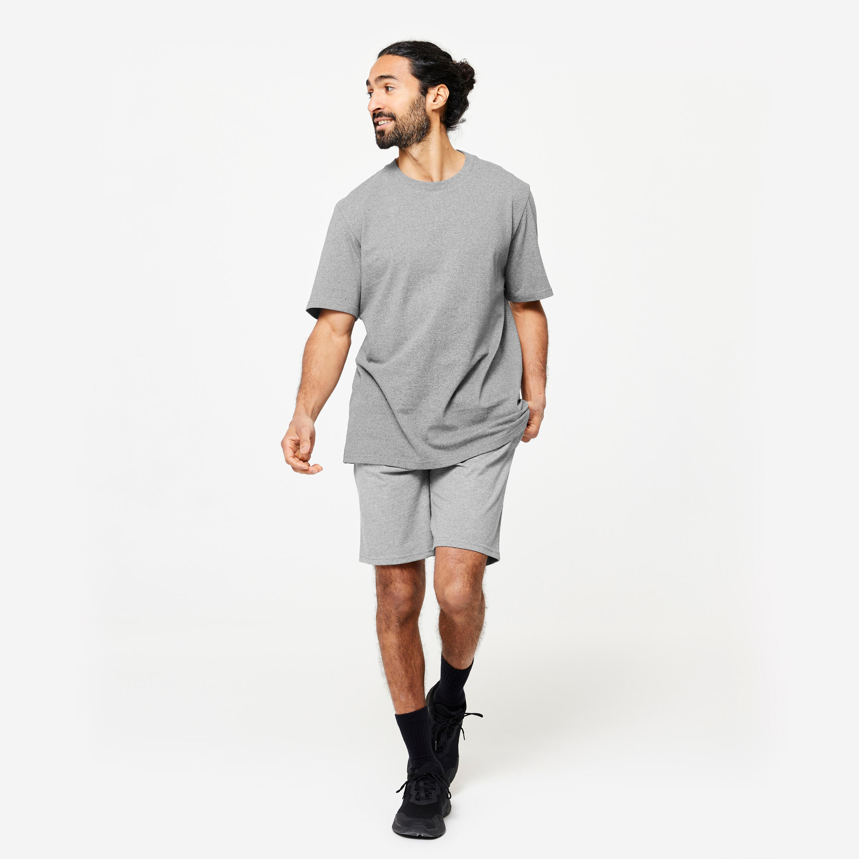 T-shirt fitness homme coton à partir de matière recyclée, gris 2/7