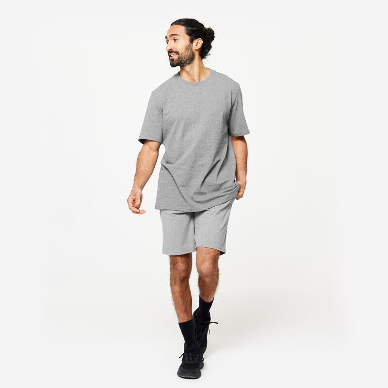 T-shirt fitness en coton homme, gris