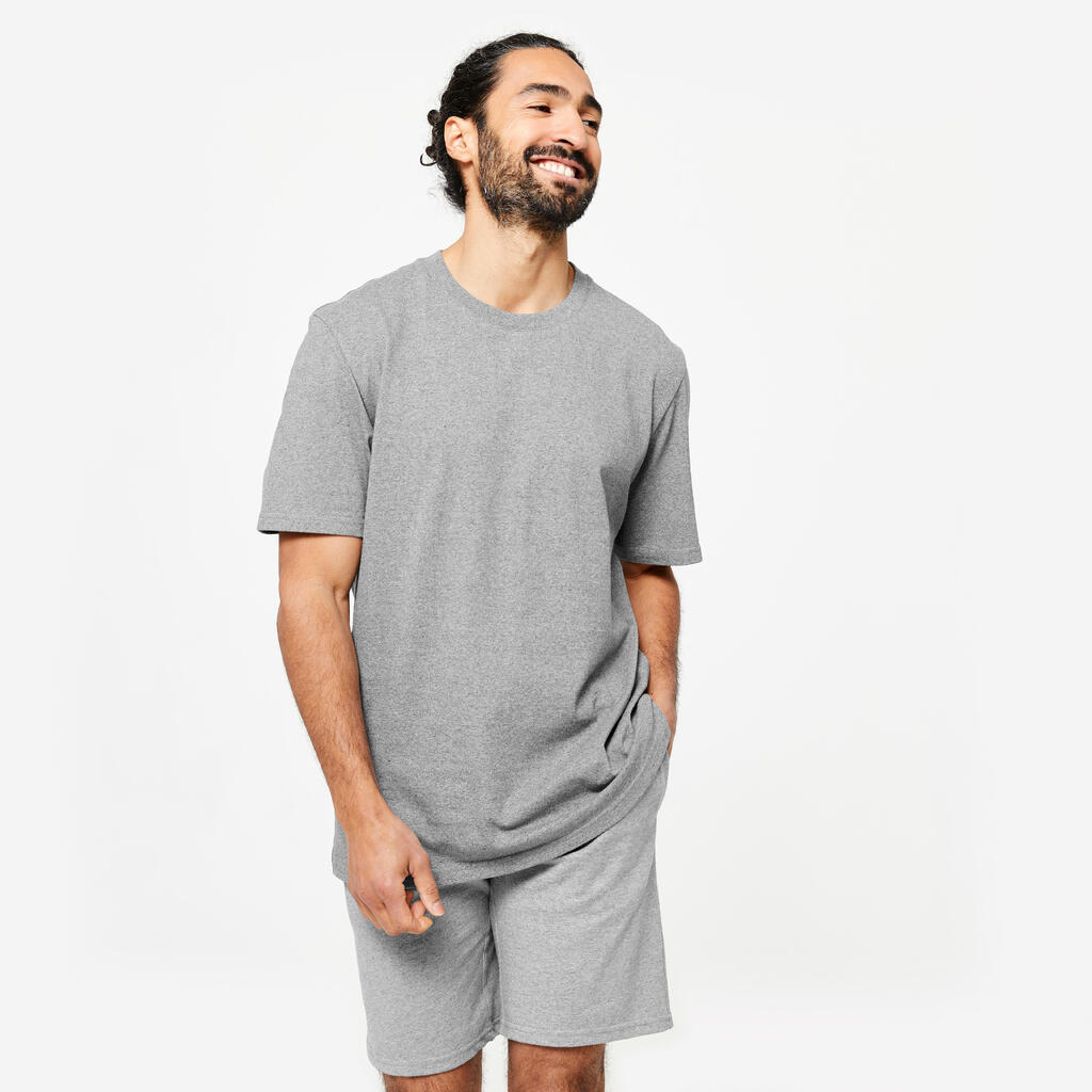 Vyriški kūno rengybos marškinėliai „T-Shirt 500 Essentials Post-Consumer“, pilki