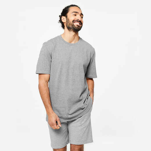 
      Pánske tričko na fitness 500 Essentials sivé
  