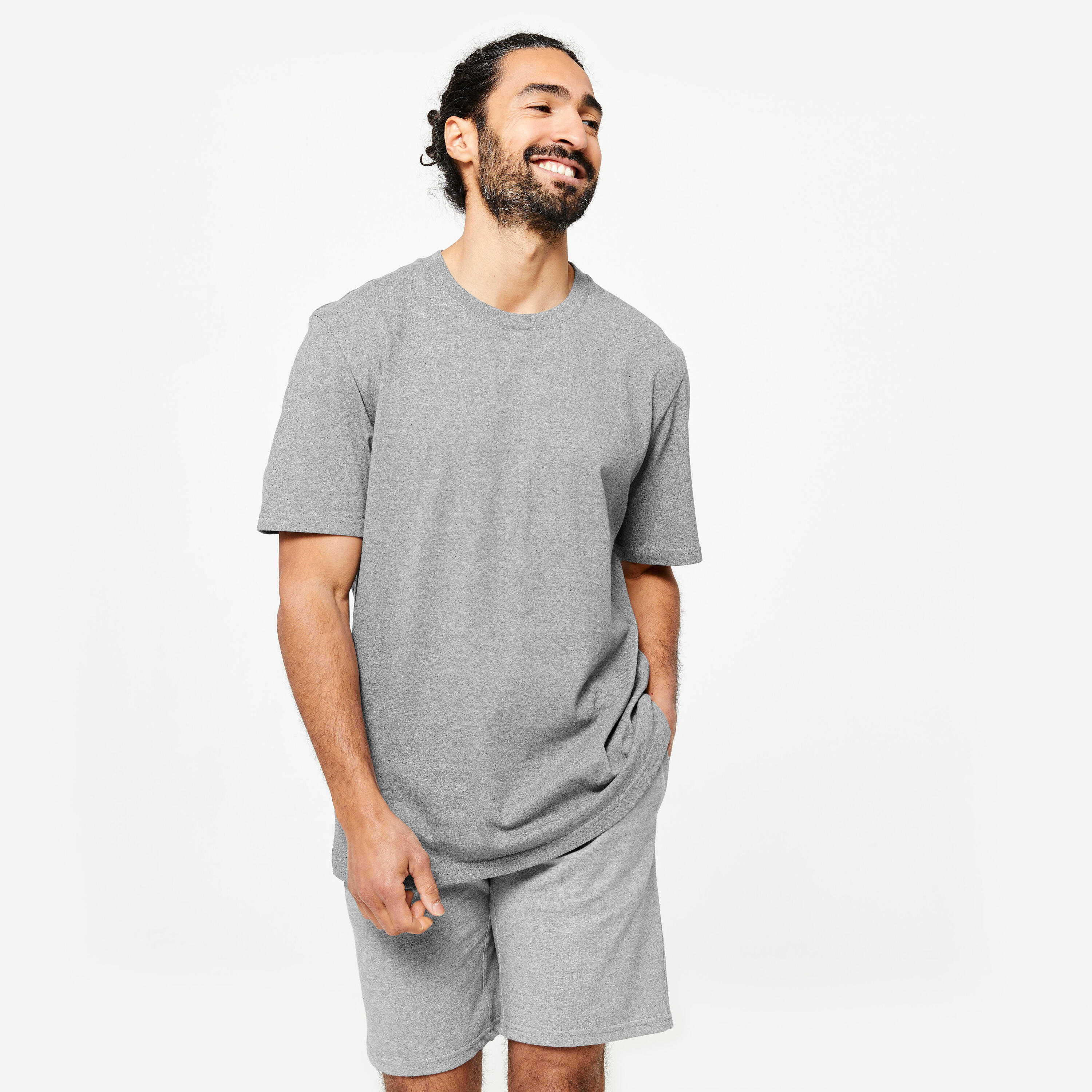 DOMYOS Men's Fitness Recycled Cotton T-Shirt - Grey