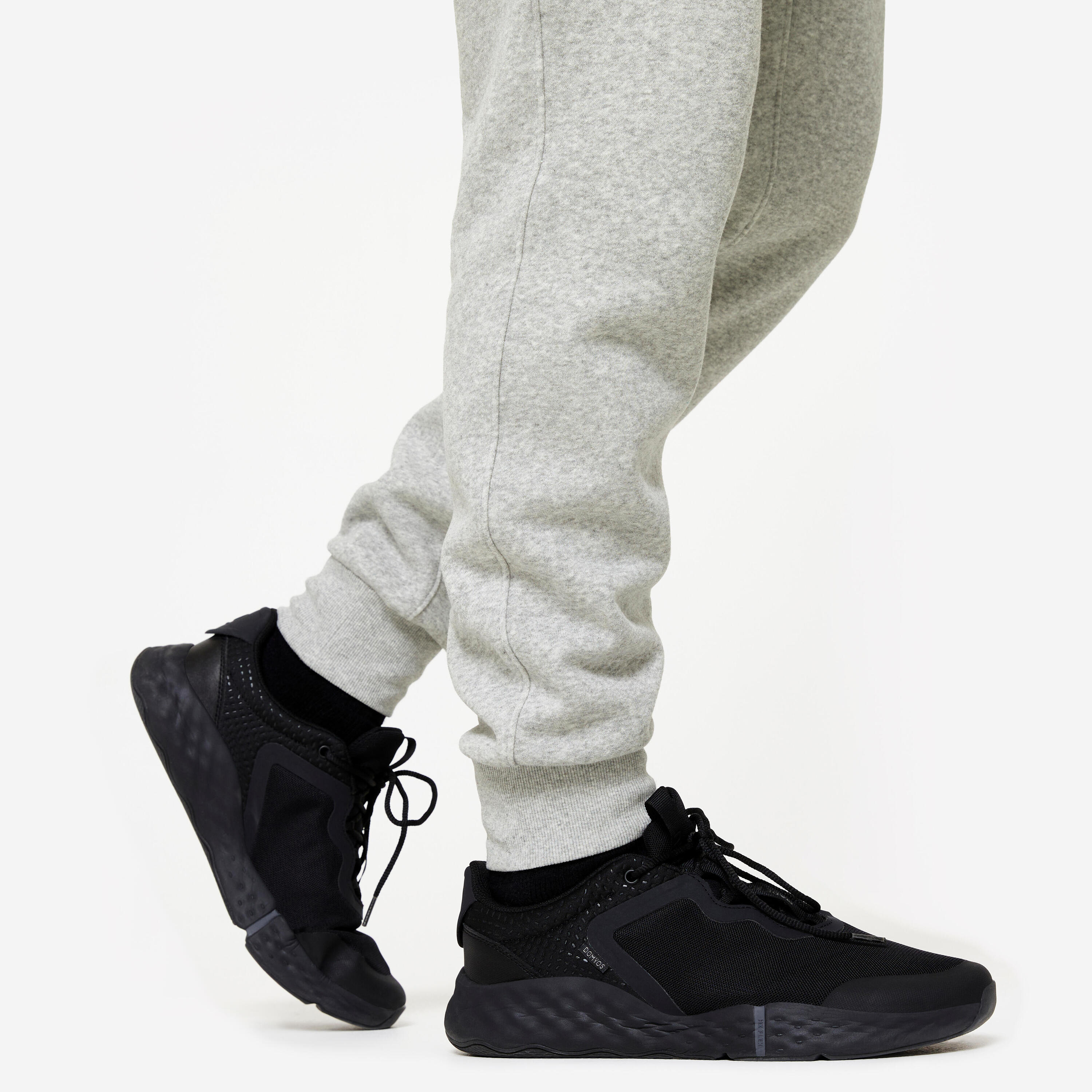 Pantaloni tuta uomo regular fit felpati con tasche con zip grigi 7/8