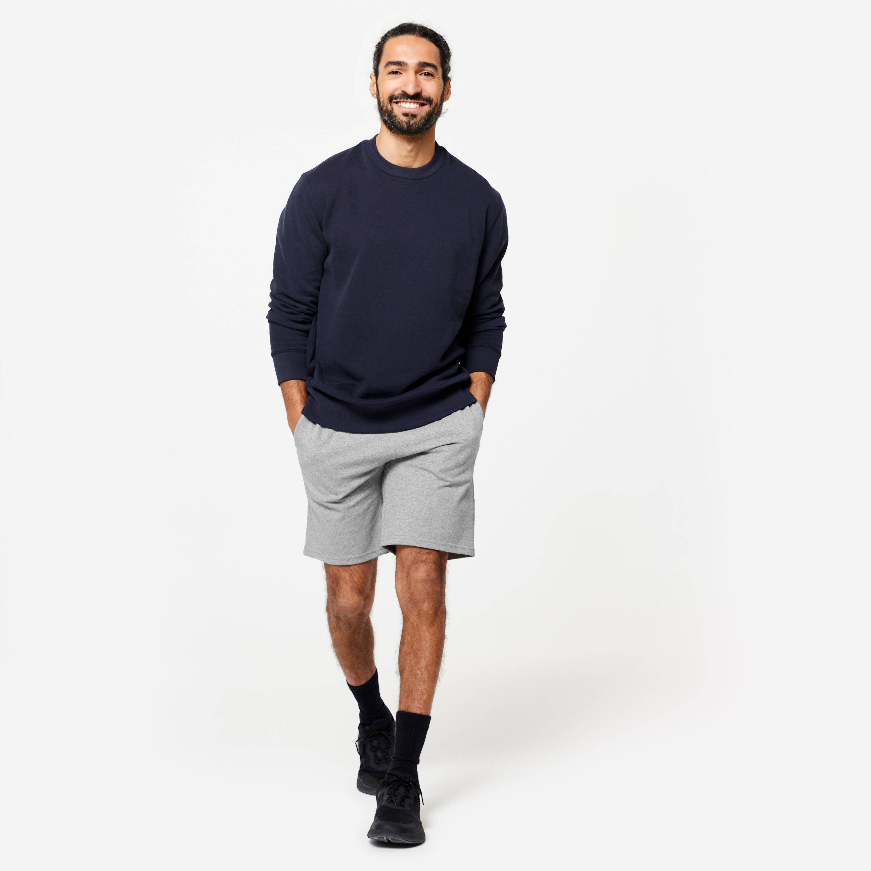 Men's Warm Brushed Fleece Sweatshirt - Blue/Black -  2