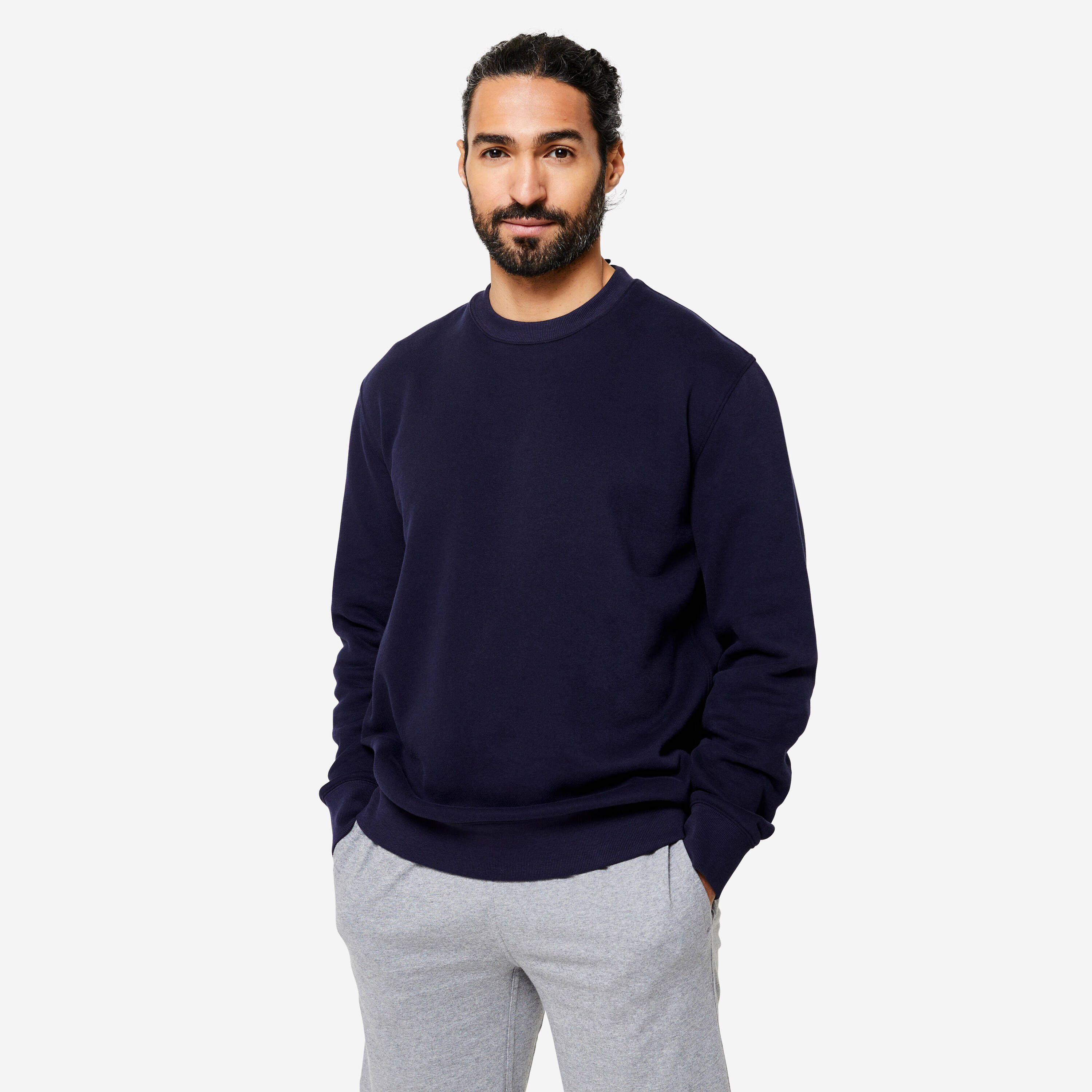 Men's Warm Brushed Fleece Sweatshirt - Blue/Black -  1