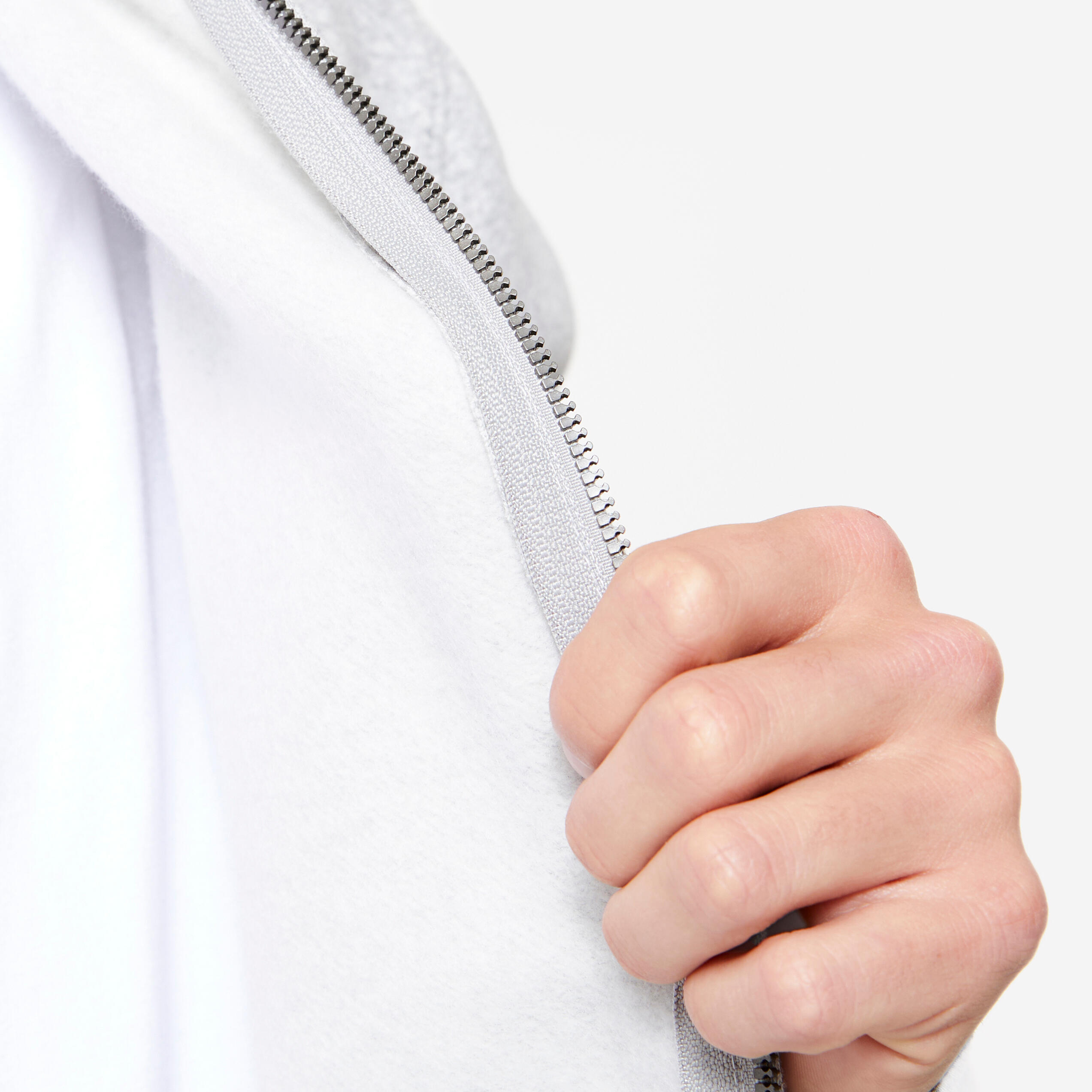 Molton capuchonvest voor fitness heren lichtgrijs 7/7