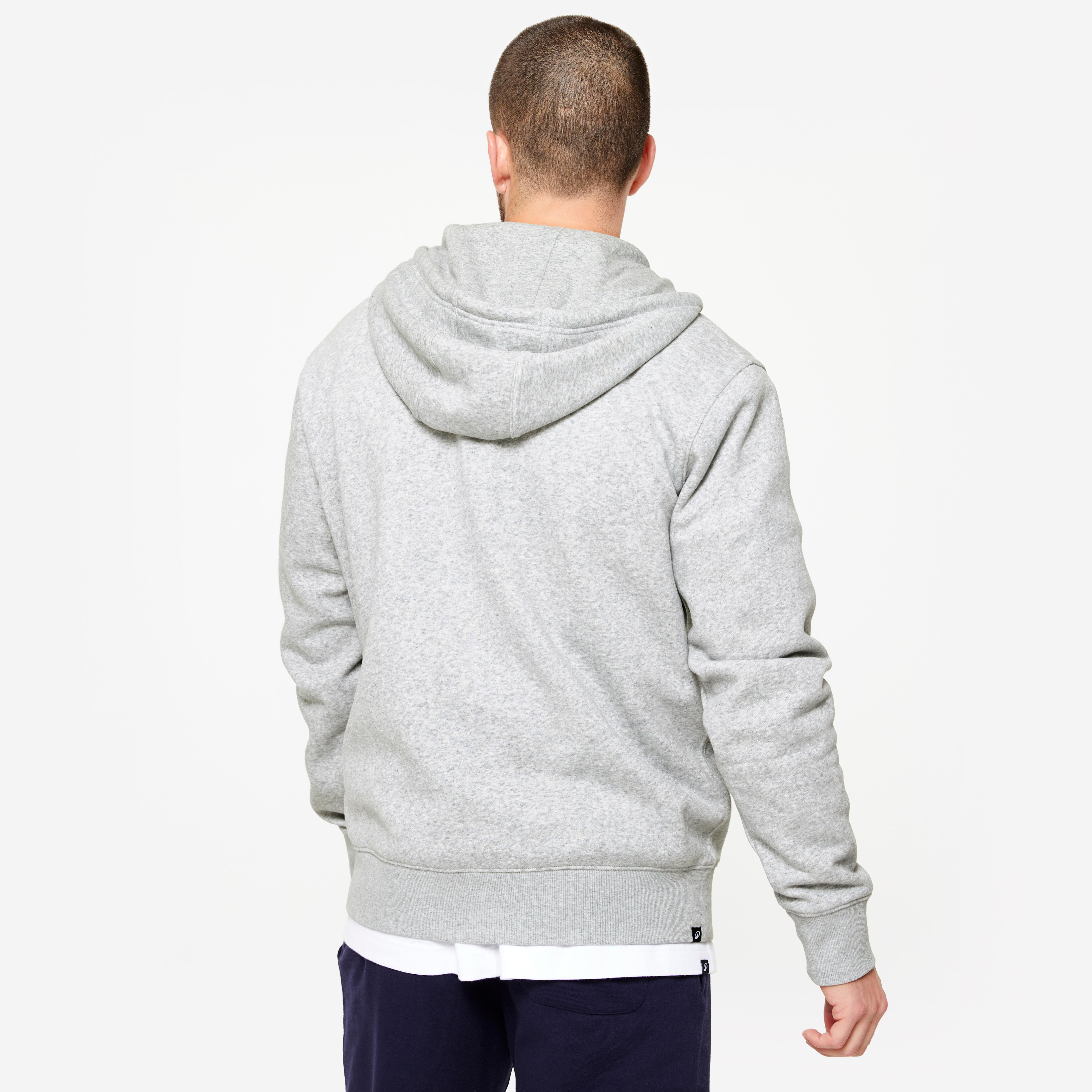 Men's Fleece Zip-Up Fitness Hoodie - Light Grey - Decathlon
