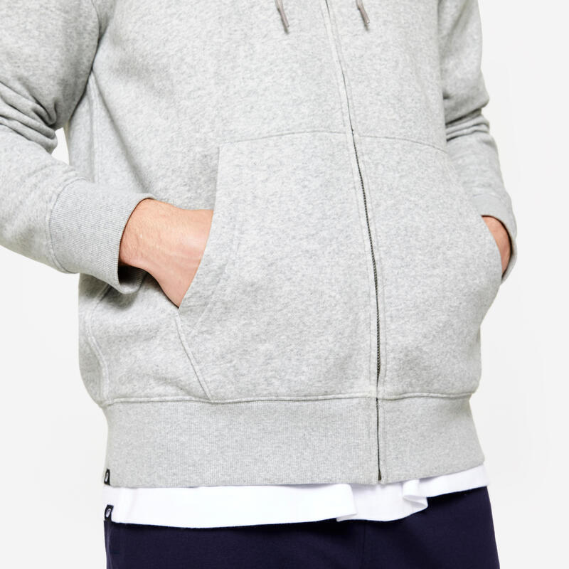 Sweat zippé à capuche homme, gris