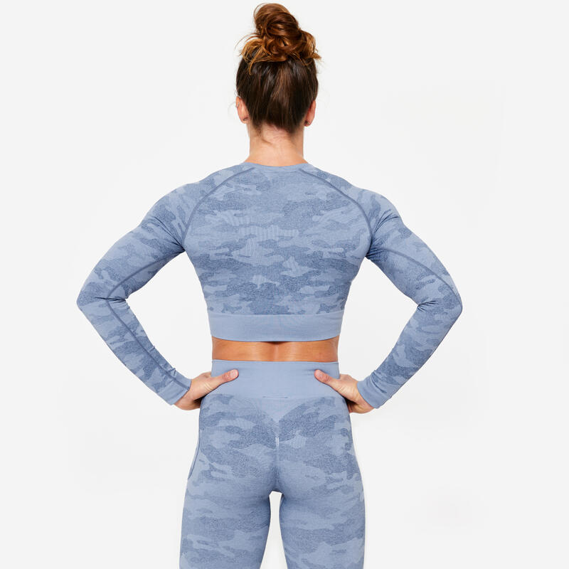 Bluză 900 Fitness Crop top Albastru Damă
