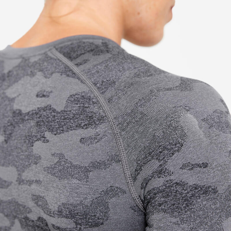Bluză 900 Fitness Crop top Gri Damă