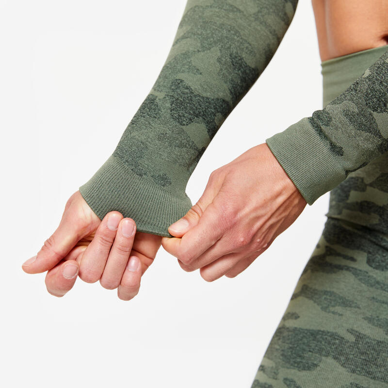 Bluză 900 Fitness Crop top Verde Damă