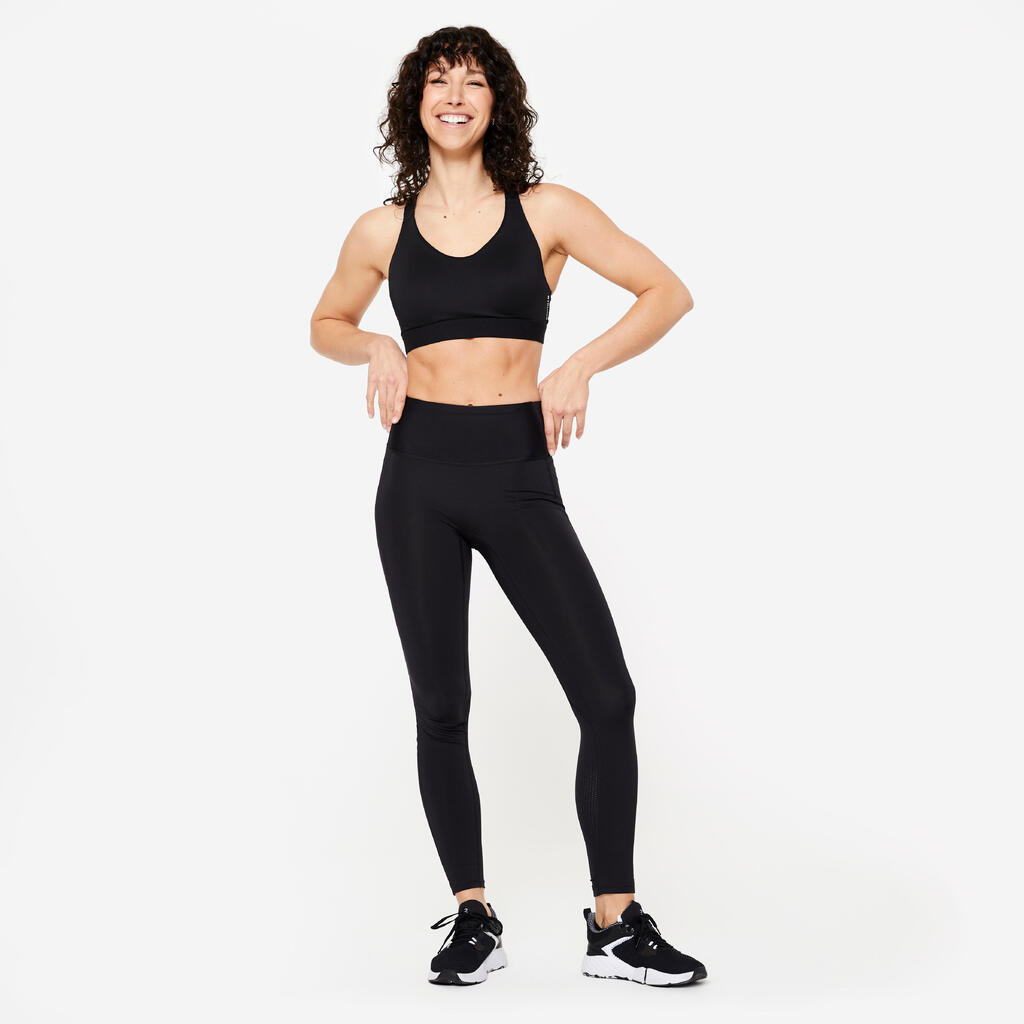 Women's High-Waisted Shaping Fitness Cardio Leggings - Black