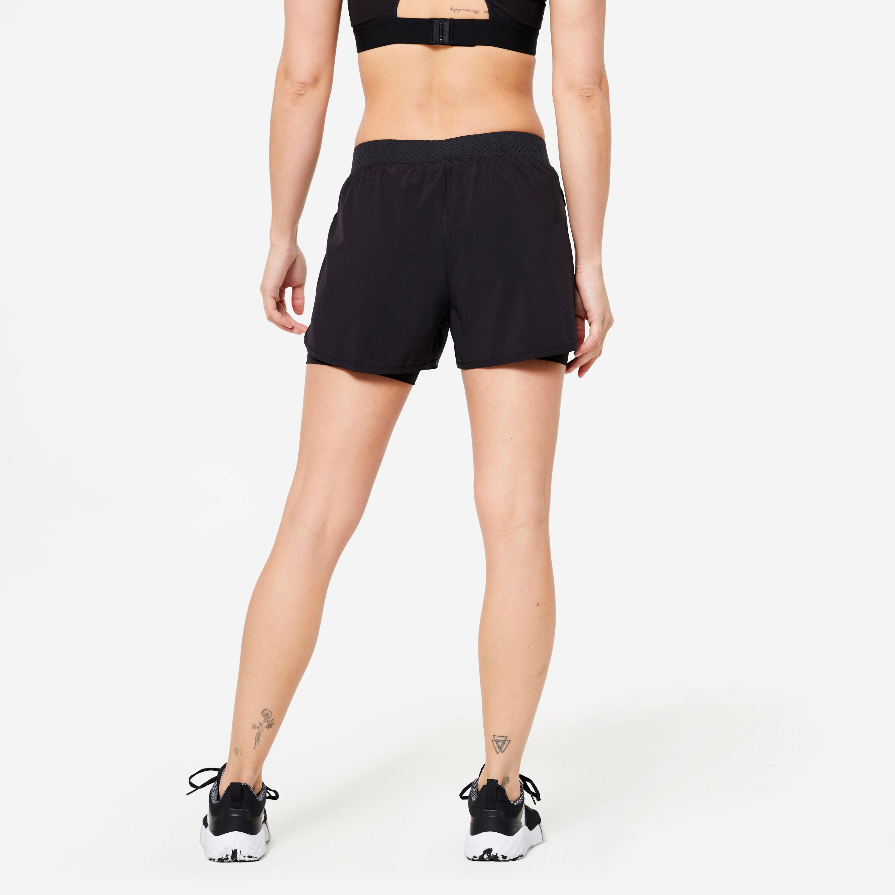Women Gym Shorts 2-in-1 Anti-Chafing - Black -  4