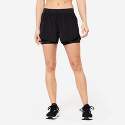 Calções 2 em 1 de Fitness Mulher Preto