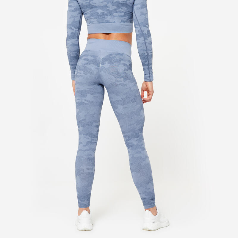 Legging sans couture femme, bleu