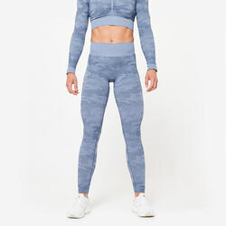 Leggings Fitness Mujer Azul Sin Costuras