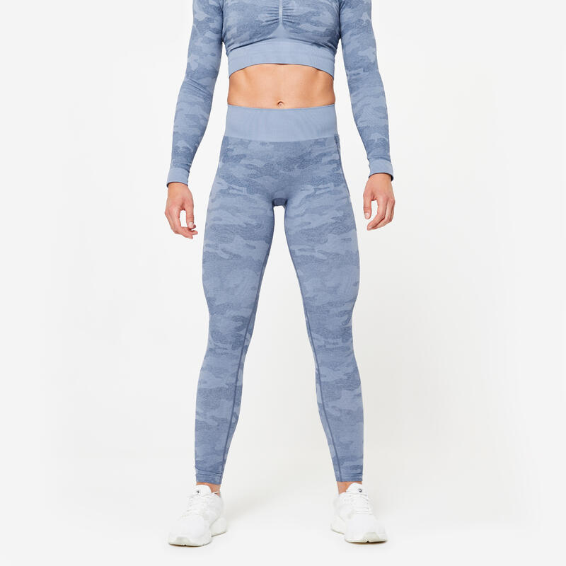 Legging sans couture femme, bleu