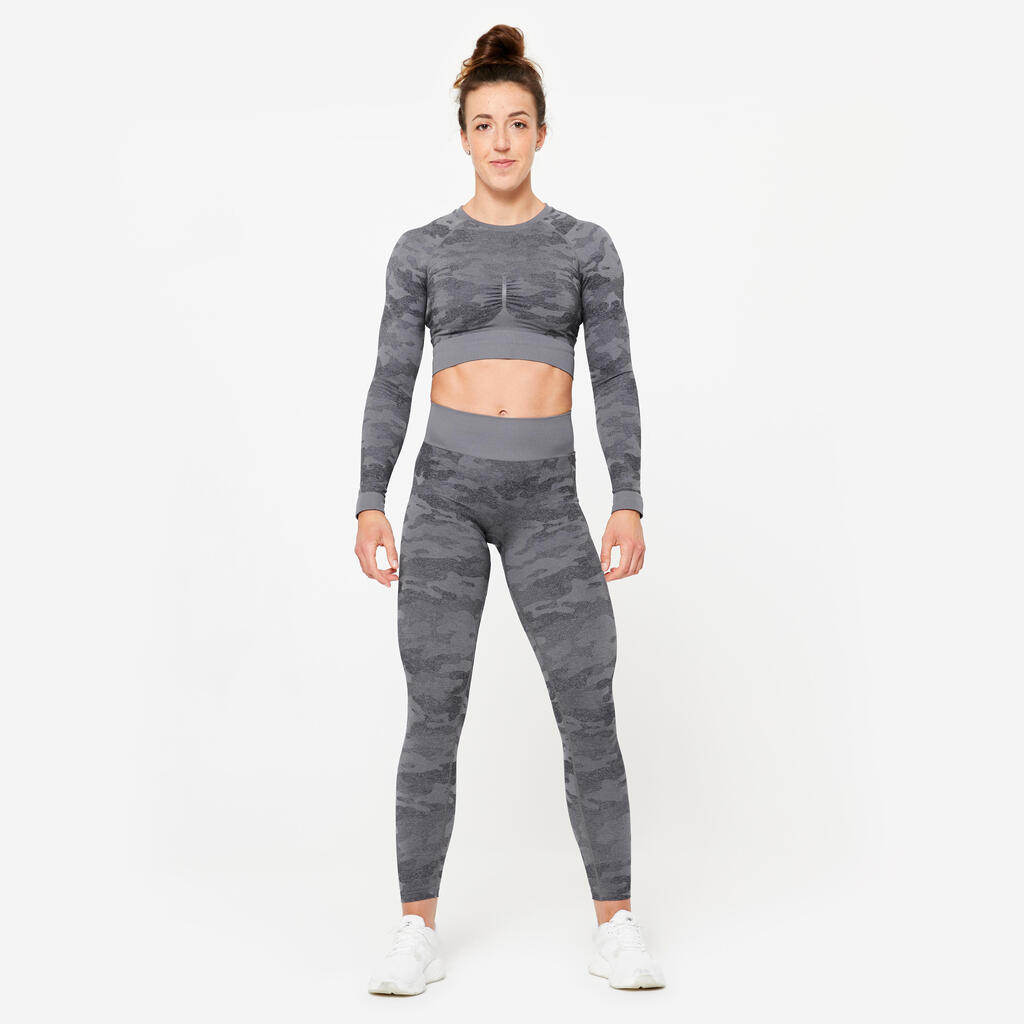 Legging sans couture femme, gris