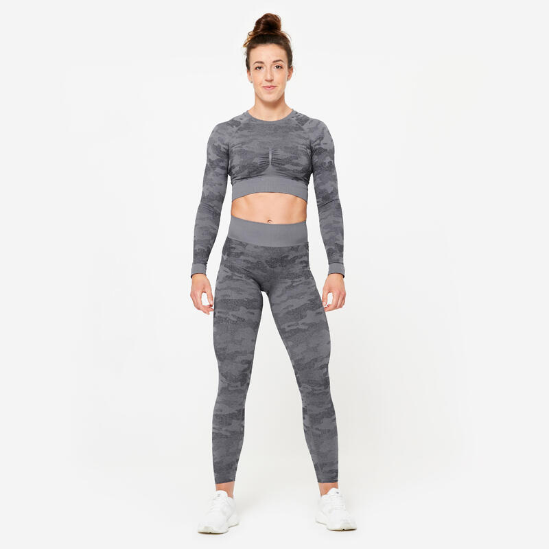 Legging sans couture femme, gris