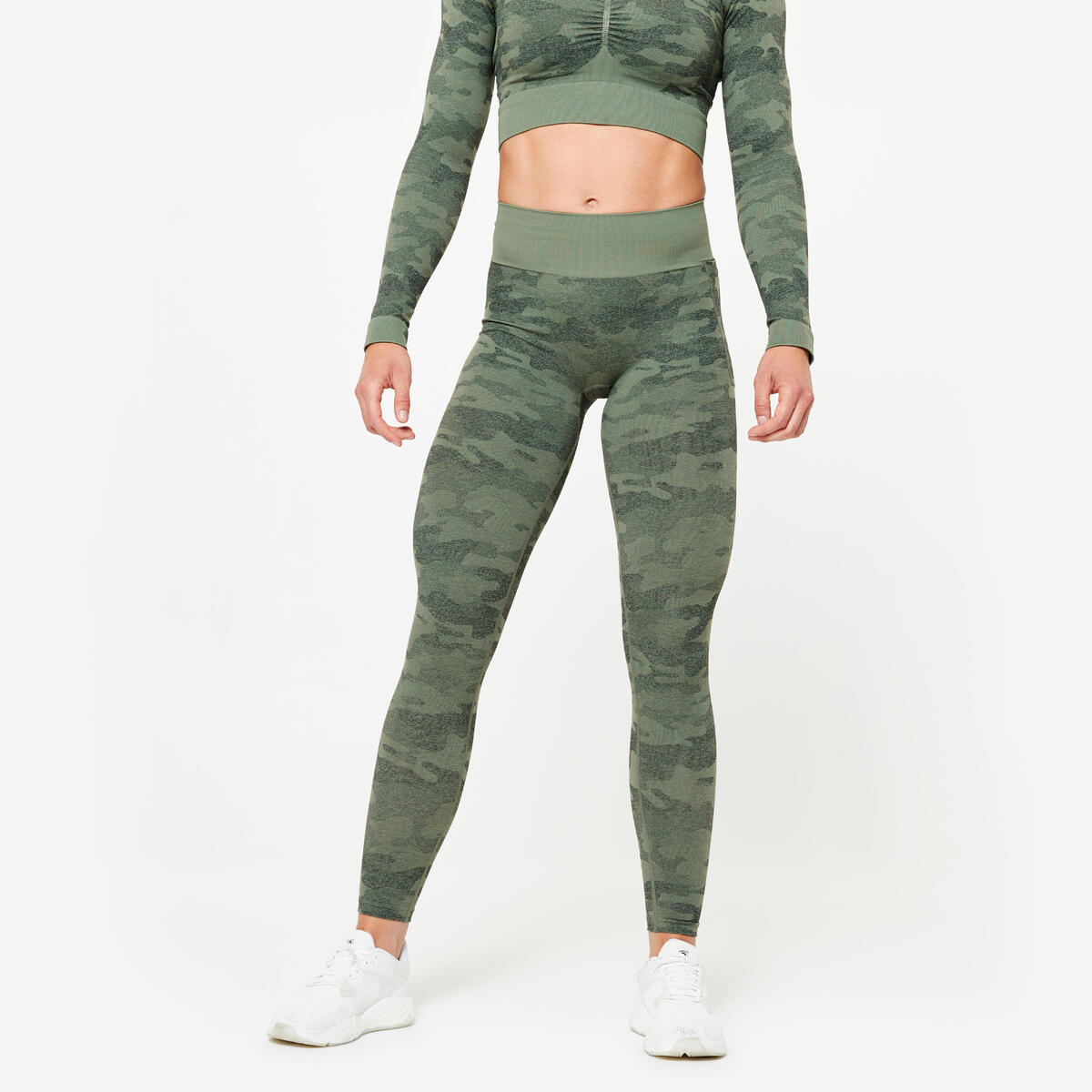 Legging sans couture femme, vert