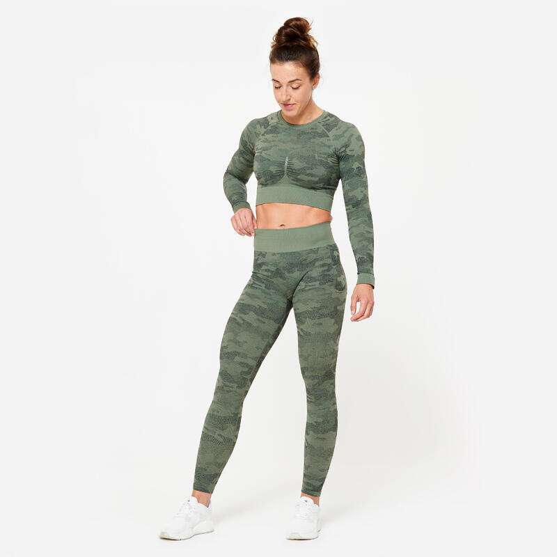 Leggings Fitness Mujer Verde Sin Costuras