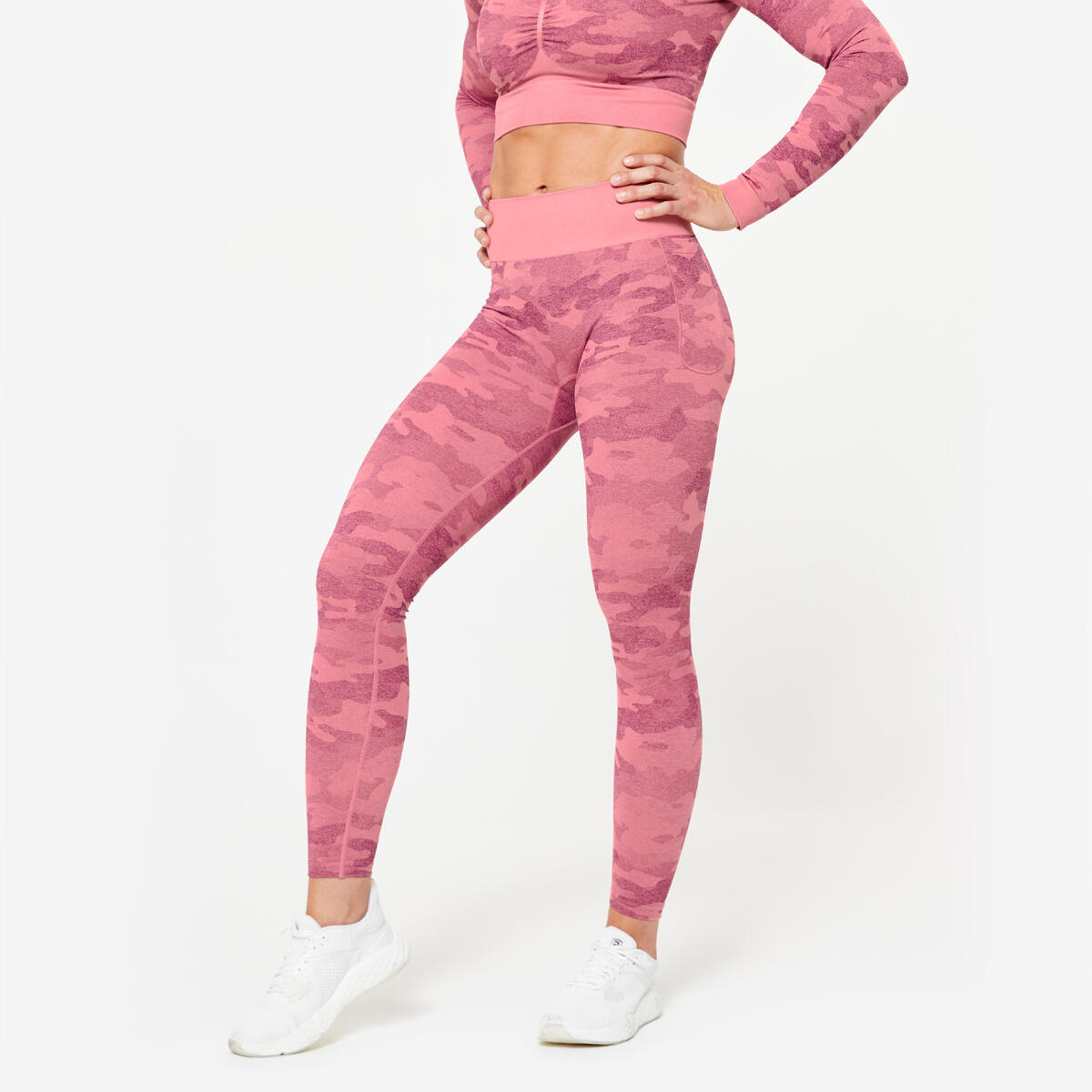 Legging sans couture femme, rose