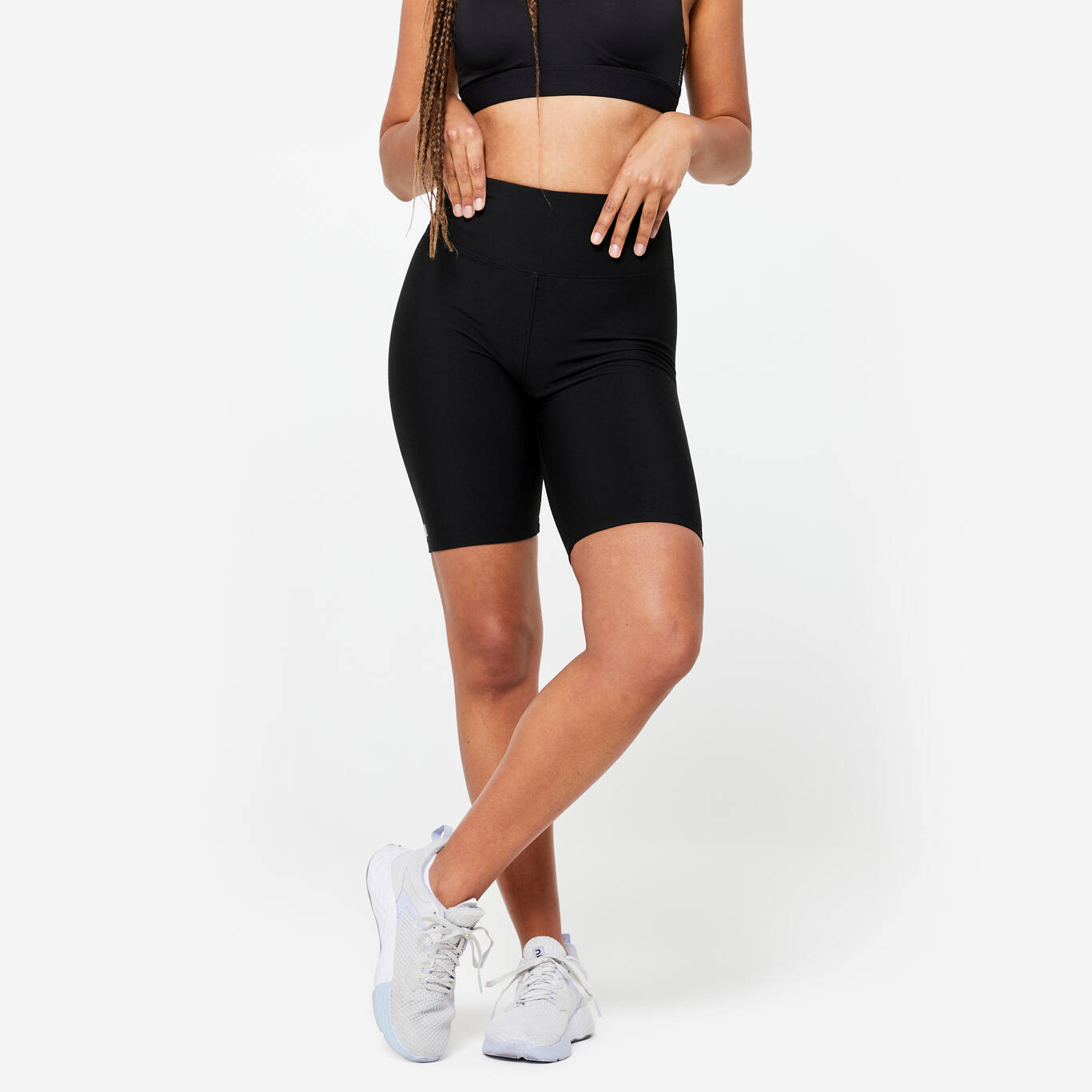 Women's High-Waisted Fitness Cardio Cycling Shorts - Black