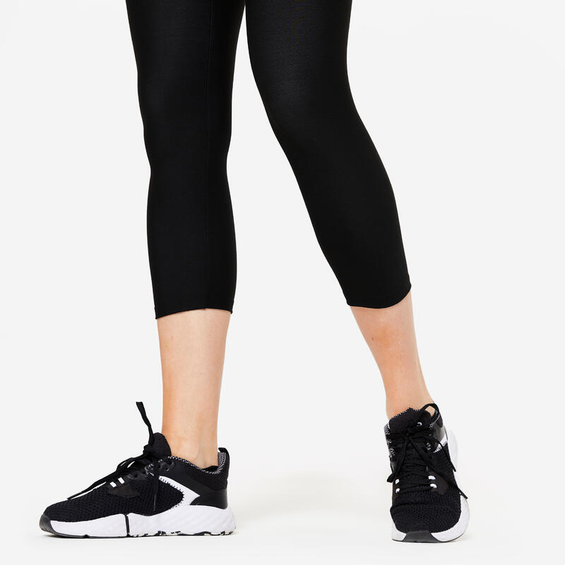 Legging de fitness court cardio femme, noir fumé