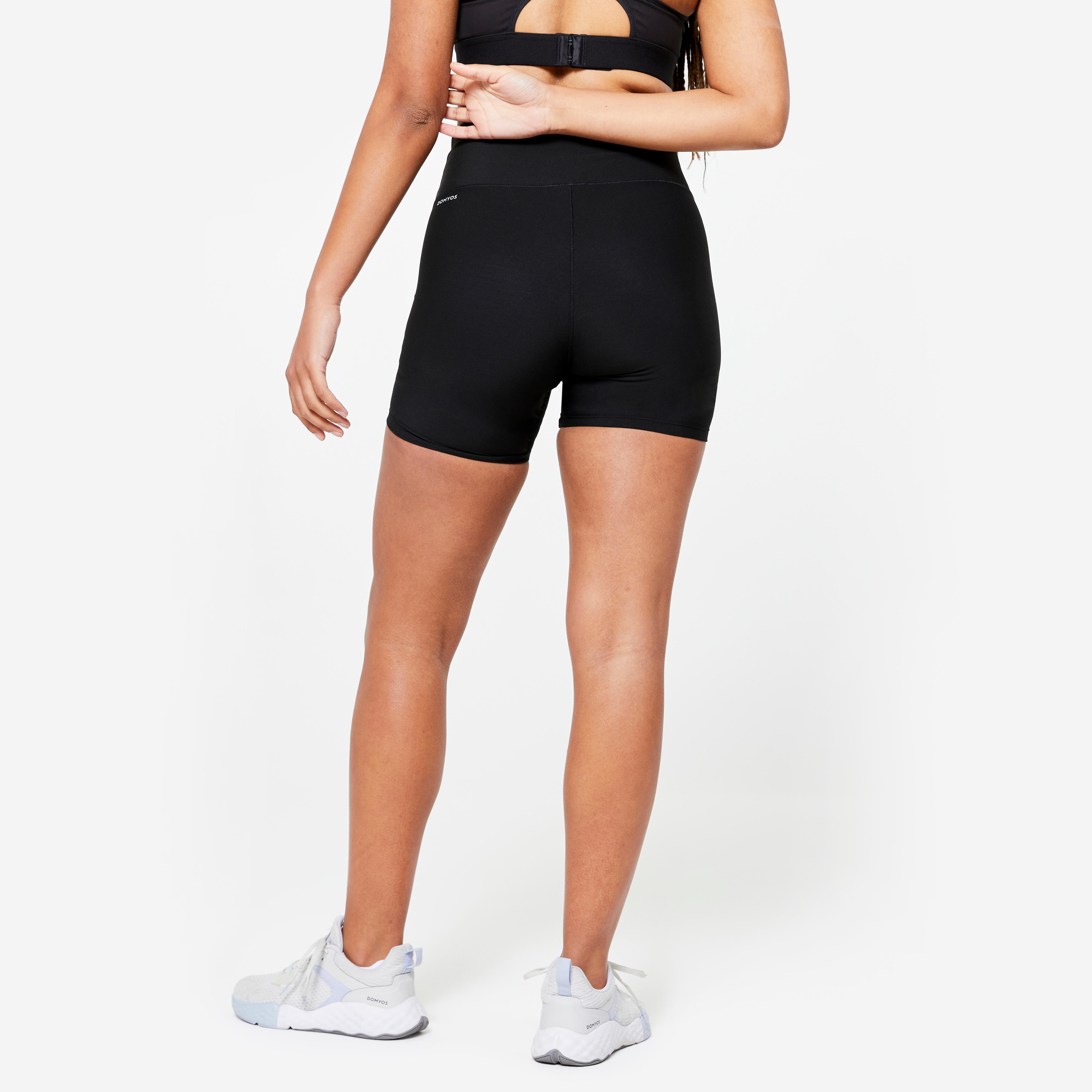 Women Gym Shorts Slim Fit FST100 Black